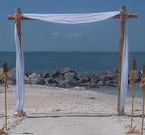 Bamboo Chuppah Fabric. 30' Tulle Section with 2 White Organza Sashes