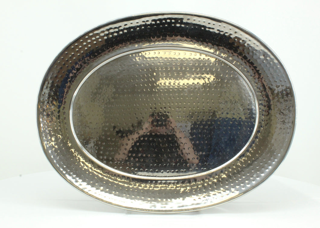 Silver Tray - Oval Hammered 15