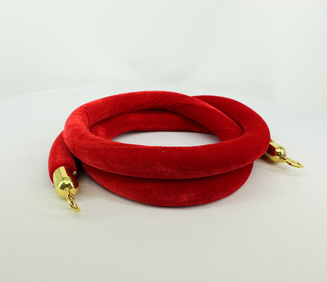 Stanchion- Red Velvet Rope 8' With Gold Ends