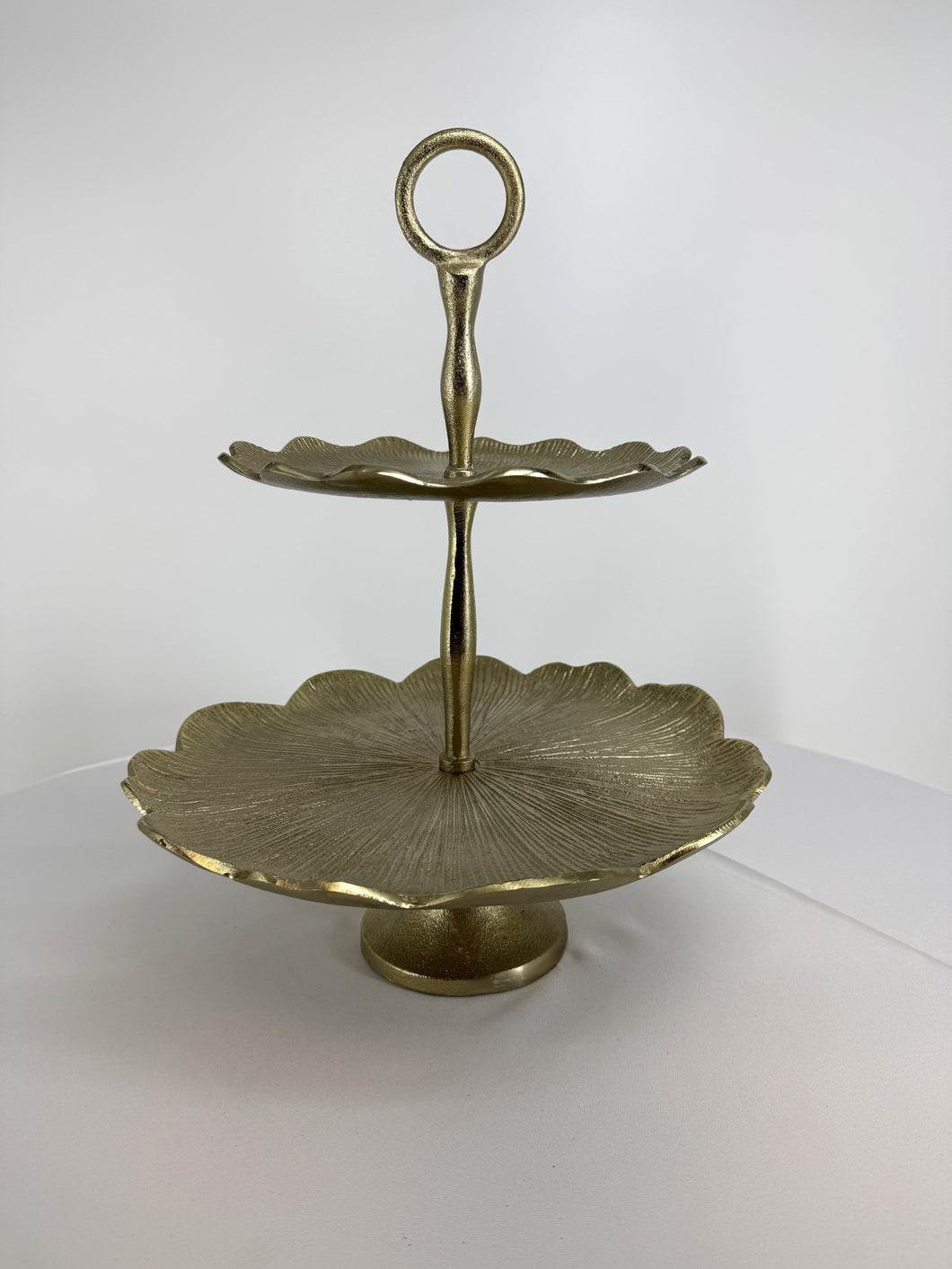 Gold Two-Tiered Petal Serving Tray