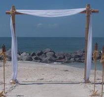 Bamboo Chuppah Fabric. 30' Tulle Section with 2 White Organza Sashes ...