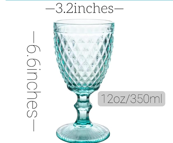 Glassware - Water Goblet Stemmed 12 oz Lemon Green