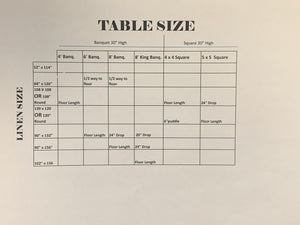 Tablecloth Size Chart